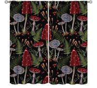 Cortinas de hongos, setas, bosque, plantas naturales, decoración del hogar, para dormitorio, sala de estar, cocina, tratamiento de ventanas, juego de 2 paneles, tamaño total de 42 pulgadas de ancho x