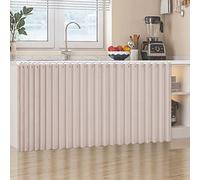 Cortinas de lino a prueba de polvo para estantes abiertos, impermeables, autoadhesivas, cortinas correderas para armario, cortina de cocina, cortina de cocina, color caqui, 50 cm de ancho x 60 cm de