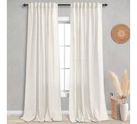Cortinas de lino extralargas de 132 pulgadas para sala de estar, juego de 2 paneles, estilo bohemio, rústico, de gama alta, semitransparentes, filtran la luz, para ventana grande, para habitación