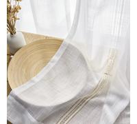 Cortinas de lino Maison Colette para sala de estar, con bolsillo para barra, cortinas de gasa transparente con textura de lino para dormitorio, 2