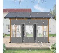 Cortinas de lona de PVC transparente con puerta con cremallera, resistentes a la intemperie, paneles laterales transparentes grises con ojales, protección de privacidad