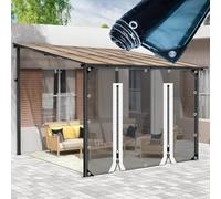 Cortinas De Lona Transparente Exterior,Paneles Laterales De Lona Alquitranada Impermeable Con Cremallera,Lona De Plástico Pvc De 0,35mm Con Ojales,Para Pérgolas,Cenadores,2Zips-1.9×2.1m(6.2*6.9ft)