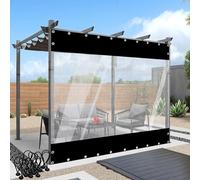 Cortinas de lona transparente impermeables, paneles laterales de lona transparente negra con ojales para pérgola, patio, porche, cenador, 4 x 2,5 m, separación de privacidad para exteriores
