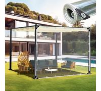Cortinas De Lona Transparente,Paneles Laterales De Lona Alquitranada Impermeable Pérgolas,Cortinas De Exterior Con Puerta Cremallera,Lona De Plástico Pvc De 0,3mm Con Ojales,NoZip-2.6×3m(8.5*9.8ft)