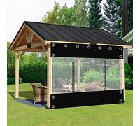 Cortinas de lona transparentes, paneles laterales de tela transparente cortinas con puertas cremallera, lona de PVC con ojales para exteriores pérgolas, cenadores y porches(2,8x2,8m/9,2x9,2 pies)