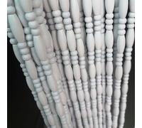 Cortinas de madera con cuentas para puerta, paneles de cuentas colgantes retro, elegante divisor para dormitorio, sala de estar, balcón y cocina, mosquitera blanca, 65 hebras (130 x 160 cm)