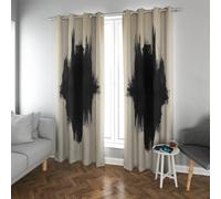 Cortinas de minimalismo Abstracto para salón Arte de Tinta Negra Cortinas Opacas Cortinas y Cortinas de Ojales térmicas contemporáneas aisladas térmicamente 2 Paneles (W140xL215cm Cada uno)