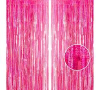 Cortinas de oropel, rosa intenso con purpurina, 1 x 2,5 m, telón de fondo para fiestas y fotos, decoración para cumpleaños, escuela, graduación, despedida de soltera, fiestas de chicas, 2 unidades