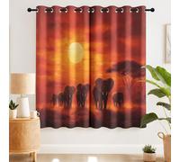 Cortinas de paisaje de vida silvestre, paneles de cortina opaca con ojales marrón rojizo, aislamiento térmico y oscurecimiento de la habitación para dormitorio de niños, 2 paneles de 66 pulgadas de