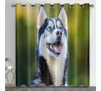 Cortinas de perro para dormitorio, sala de estar con husky siberiano, cortinas de café para fotografía de mascotas, para habitación de hotel, tienda, restaurante, 46 x 72 pulgadas, 2 paneles