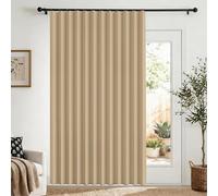 Cortinas de Puerta Plegables de privacidad Opaca para dormitorios de Planta Abierta, Puertas temporales de Pasillo-Coffee color-W140cmxH230CM