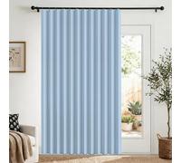 Cortinas de Puerta Plegables de privacidad Opaca para dormitorios de Planta Abierta, Puertas temporales de Pasillo-Sky blue-W260xH200cm