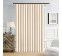 Cortinas de Puerta Plegables de privacidad Opaca para dormitorios de Planta Abierta, Puertas temporales de pasillo-beige-W140cmxH200cm
