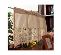 Cortinas de rebanada Cocina de crochet Vintage Bies Biales Bistrogardinas Capital Café Cable Cortina Lino Lino Cortina Cortina / 1 pieza,W150cm×H90cm