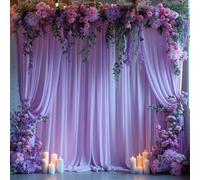 Cortinas de telón de fondo lavanda de 10 x 10 pies para fiesta, día de San Valentín, escenario de arco, boda, ceremonia, telón de fondo de tela para baby showers, decoración del hogar, 5 x 10 pies, 2