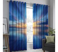Cortinas de Ventana 140Anx175Al cm, Puesta De Resplandeciente Sobre Mar Paisaje Onírico Decorativas para Sala de Estar Dormitorio con Ojales 2 Paneles, Aislamiento Térmico, Protección de Privacidad