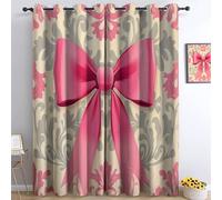 Cortinas de Ventana 91.5 x 214 cm fácil de Colgar, Elegante Patrón Floral Con Lazo Cortinas Dormitorio Opacas Termicas Aislantes Frio y Calor, Cremapara Sala de Estar decoración de habitación