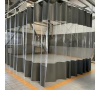 Cortinas de vinilo impermeables para exteriores, cortina de tiras de PVC transparente para separación de espacios y aislamiento, barrera térmica resistente a la intemperie (10 x 9 pies, lado gris)