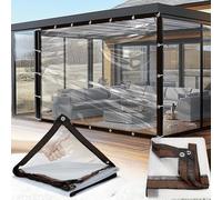 Cortinas de vinilo impermeables resistentes para patio al aire libre, resistentes a la intemperie, panel lateral transparente con ojales, 5 x 8 m, ideal para porches y terrazas