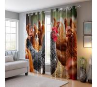 Cortinas Decorativas con Ojales 75 An x 166 Al cm (2Paneles), Fotografía Primer Plano Pollo Tema Aislamiento Térmico Cortina para Salón Dormitorio Hotel, Marrón Oscurecidas Antiarrugas
