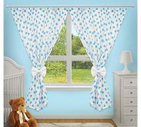 Cortinas decorativas de lujo, para la habitación infantil, con juego de ropa de cama, estampado de grandes estrellas turquesa sobre fondo blanco
