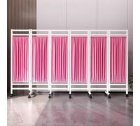 Cortinas divisoras de habitación médica con ruedas, pantalla de privacidad plegable para clínicas, salones y uso doméstico, 300 x 180 cm, color rosa