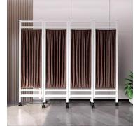 Cortinas divisoras de habitación médica con ruedas, pantalla de privacidad plegable para clínicas, salones y uso doméstico, 200 x 180 cm, color blanco y marrón