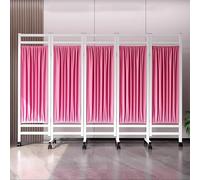 Cortinas divisoras de habitación médica con ruedas, pantalla de privacidad plegable para clínicas, salones y uso doméstico, 250 x 180 cm, color rosa