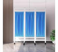 Cortinas divisoras de habitación médica con ruedas, pantalla de privacidad plegable para clínicas, salones y uso doméstico, 150 x 180 cm, color azul
