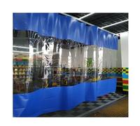Cortinas divisorias industriales para Garaje - Paneles de Vinilo Impermeables para áreas de Trabajo, divisiones de Patio Exterior, Lona Transparente con riel Recto, Azul, 4,5 x 2,9 m