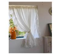 Cortinas Dormitorio Cortinas transparentes for sala de estar, dormitorio niñas, cortina gasa rosa con volantes, telón fondo tul, protectora for ventana(1PC White Tulle,Rod Pocket,W150 x H265CM)
