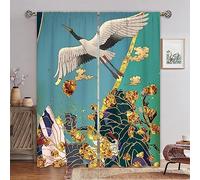 Cortinas Dormitorio Flores De Grulla Blanca 140 X 160 Cm Cortinas 3D Cortinas Opacas para Salón Hotel Oficina Cortinas - Protección UV/Insonorización/Cuarto De Los Niños/Cocina-7B8N/T9E