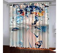 Cortinas Dormitorio Niña 3D Arte Abstracto De Motivos Florales Termicas Aislantes Frio Ventana De La Habitación Infantil De La Niño 280x160Cm con Ojales, 2 Paneles Cortina Opacas De Salon