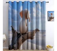 Cortinas Elefante Árbol Muerto Desierto Cielo Nubes Lindo Blackout Cortina 2 Paneles 117An x 229Al cm Reducción de ruido salón Moderna, con Ojales para Habitacion Comedor, Cortina corredera, Azul