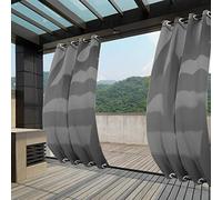 Cortinas extralargas resistentes al viento para exteriores, repelentes al agua, con aislamiento térmico, paneles de privacidad para patio, jardín, glorieta, porche, cabaña, color gris, 84 pulgadas de