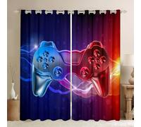 Cortinas Galaxy Gamepad para niños, Modernas Cortinas degradadas Videojuego y Ventanas, Cortinas novedosas Parade Sala de Juegos, Azul, Rojo, 46 x 54
