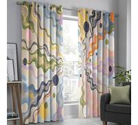 Cortinas Habitacion Adulto Con Ojales Patrón Ondas Colores Arte Visual 3D Cortinas Opacas Termicas Aislantes Frio Y Calor 2 Piezas Para Dormitorio Salon Hogar Decoración, 140 X 260 Cm