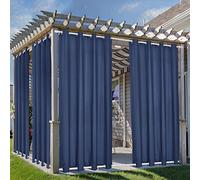 Cortinas impermeables de 132 x 213 cm para patio al aire libre, paneles de privacidad resistentes al viento, bloqueo solar con ojales inoxidables, color azul marino, ideal para patios y jardines