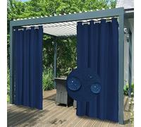 Cortinas impermeables para exteriores con ojales, privacidad y sombra para pabellón/balcón, 1 pieza, color azul marino, 132 x 275 cm, resistentes a la intemperie