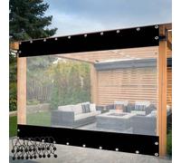 Cortinas impermeables transparentes para pérgola, paneles laterales de PVC resistentes con ojales para cenador y porche, color negro, tamaño 3,5 m de alto x 4 m de largo, solución de privacidad y
