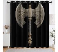 Cortinas infantiles de doble hoja, hacha dorada, 245 x 140 cm, opacas, potente cortina térmica escandinava, protección contra el frío, habitación infantil, salón, dormitorio, ventana, 2 unidades