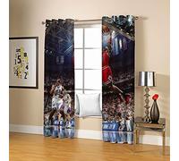 Cortinas Infantiles Moderno 3D Patrón De Jugadores De Baloncesto Cortinas Opacas De Habitación Niño Niña, 2 Piezas 200x160Cm Con Ojales Para Ventanas Salon Dormitorio, Cortina Opaca Termica Aislante