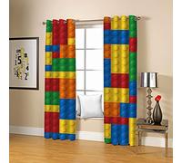 Cortinas Infantiles Niña Niño Bebe Habitacion Opacas Para Ventanas Patrón De Bloques De Colores 200X214Cm Cortinas Salon Modernas Dormitorio Juvenil 2 Piezas Cortinas Opacas Termicas Aislantes Frio Y