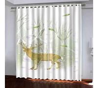 Cortinas Infantiles Niña Pintura De Ciervos Del Bosque 3D Cortinas Opacas Dormitorio Moderno Aislantes Térmicas Para Habitación Con Ojales 2 Piezas 180x250 Cm Para Ventana Oscuras De Salon Para Niño