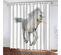 Cortinas Infantiles Nino 3D Animales De Moda Y Caballos Cortinas Salon Modernas 2 Piezas 264x240 Cm Cortinas Opacas Termicas Aislantes Frio Y Calor Termicas Con Ojales Para Habitación Sala De Estar