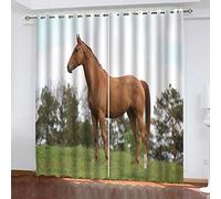 Cortinas Infantiles Nino 3D Caballo Animal Del Bosque Cortinas Salon Modernas 2 Piezas 264x240 Cm Cortinas Opacas Termicas Aislantes Frio Y Calor Termicas Con Ojales Para Habitación Sala De Estar
