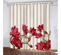Cortinas Infantiles Nino 3D Flores Rojas Y Doradas De Moda Cortinas Salon Modernas 2 Piezas 264x240 Cm Cortinas Opacas Termicas Aislantes Frio Y Calor Termicas Con Ojales Para Habitación Sala De Est