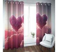 Cortinas Modernas Rosas Románticas Amor Nubes Patrón Estampado Ojal Cortinas Térmicas Blackout para Chica Dormitorio Sala Estar Decoración del Hogar W140xL180cm 2 pièces