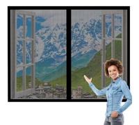 Cortinas Mosquitera Ventana 105 x 110 cm Mantiene Insectos, Moscas y Mosquitos Fuera Cortinas Mosquitera Ventana Lavables para Exterior Jardín Balcón Salón Casa Tienda, Negro