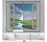 Cortinas Mosquitera Ventana 110 x 135 cm Imanes Se Cierran Automáticamente Ajustable Mosquitera Ventana Magnetica Lavables para Ventanasde Balcón, Ventanasde Patio, Sala, Gris